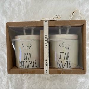 Rae Dunn "Day Dreamer" & "Star Gazer" Looped Knob canister set  Small iridiscent